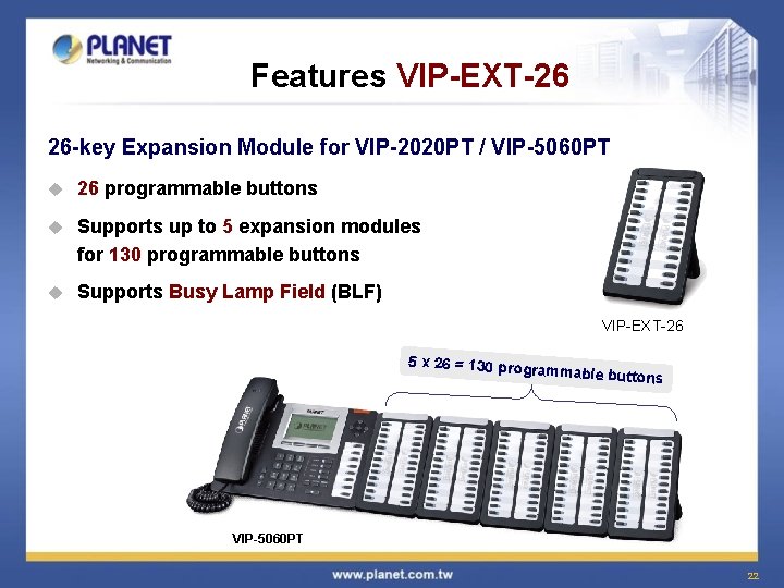 Features VIP-EXT-26 26 -key Expansion Module for VIP-2020 PT / VIP-5060 PT u 26