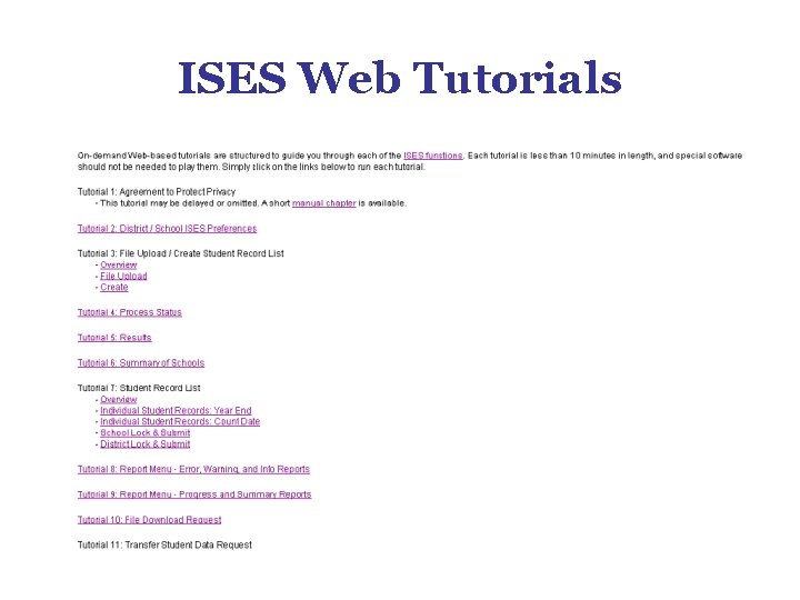 ISES Web Tutorials ISES Web Tutorials
