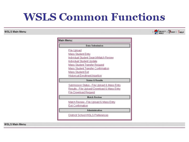 WSLS Common Functions WSLS Common Functions