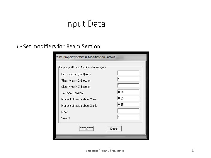 Input Data Set modifiers for Beam Section Graduation Project 2 Presentation 22 