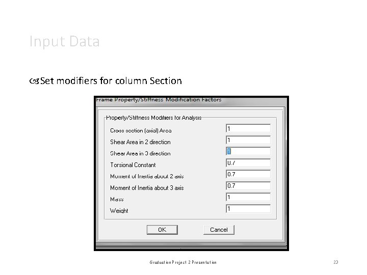 Input Data Set modifiers for column Section Graduation Project 2 Presentation 23 