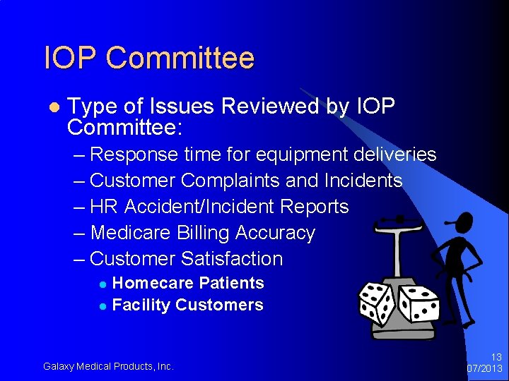 IOP Committee l Type of Issues Reviewed by IOP Committee: – Response time for IOP Committee l Type of Issues Reviewed by IOP Committee: – Response time for