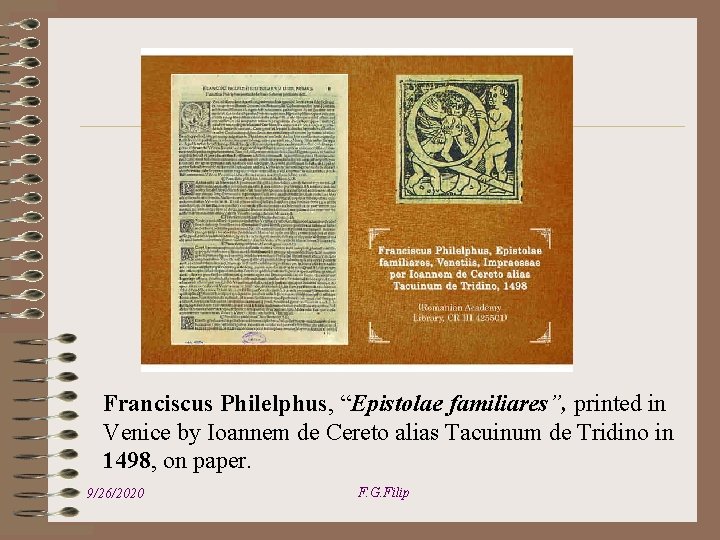 Franciscus Philelphus, “Epistolae familiares”, printed in Venice by Ioannem de Cereto alias Tacuinum de