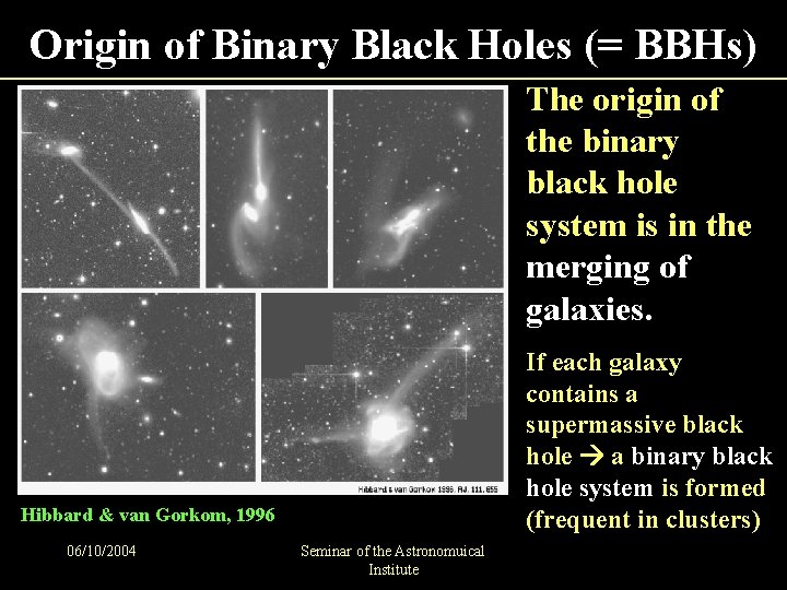 Origin of Binary Black Holes (= BBHs) The origin of the binary black hole