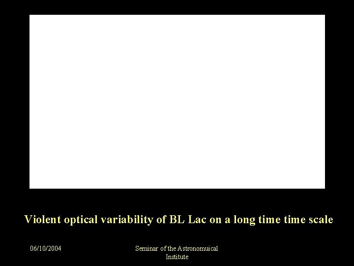 Violent optical variability of BL Lac on a long time scale 06/10/2004 Seminar of