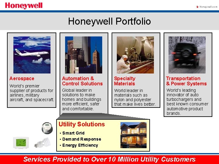 à Honeywell. com Honeywell Portfolio Aerospace World’s premier supplier of products for airlines, military