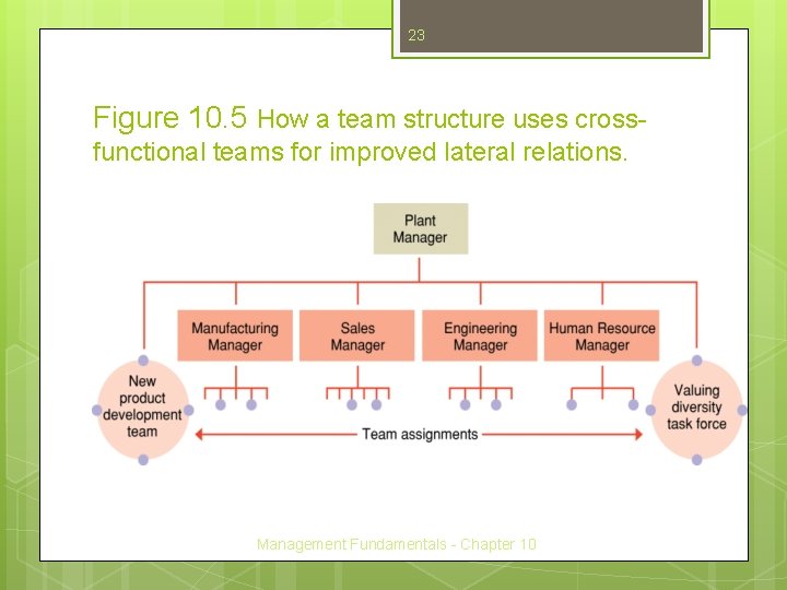 23 Figure 10. 5 How a team structure uses crossfunctional teams for improved lateral