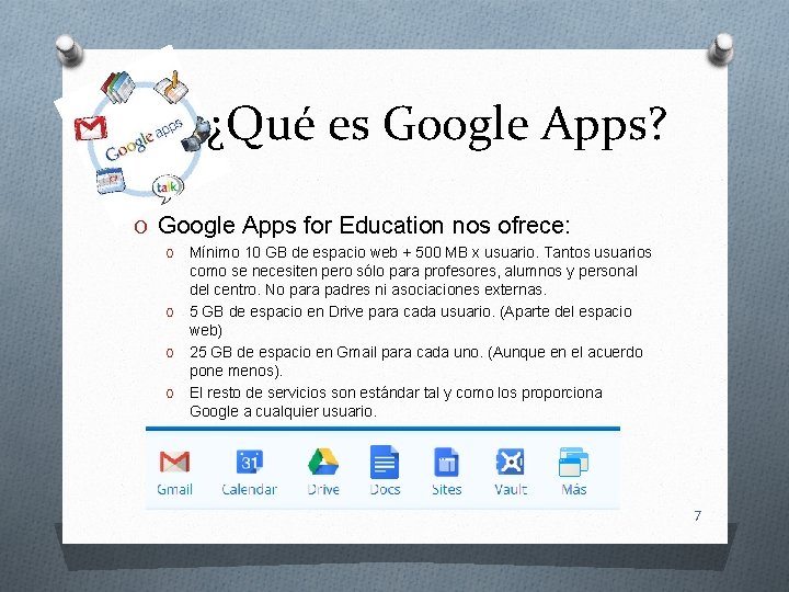 ¿Qué es Google Apps? O Google Apps for Education nos ofrece: O O O