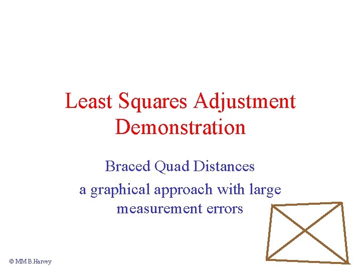 Least Squares Adjustment Demonstration Braced Quad Distances a graphical approach with large measurement errors