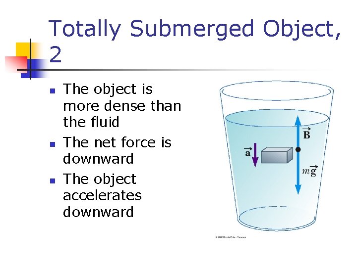 Totally Submerged Object, 2 n n n The object is more dense than the