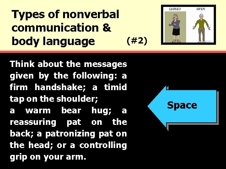 Types of nonverbal communication & body language (#2) Think about the messages given by