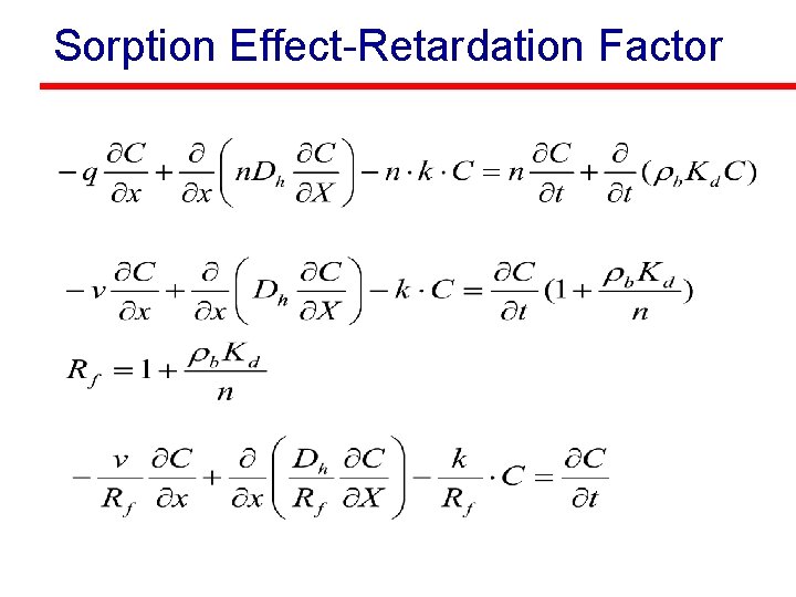 Sorption Effect-Retardation Factor 