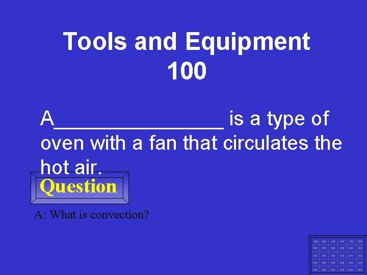 Tools and Equipment 100 A________ is a type of oven with a fan that