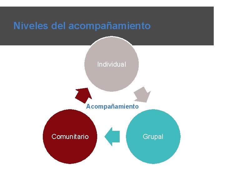 Niveles del acompañamiento Individual Acompañamiento Comunitario Grupal 