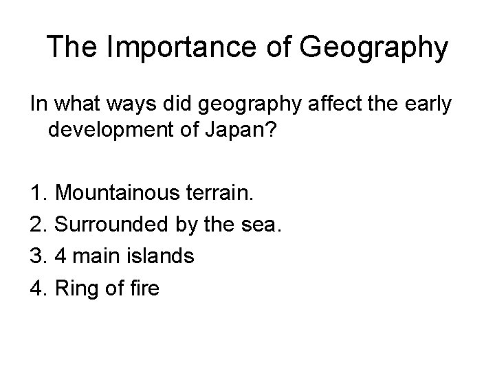 Aim How did the MEIJI Restoration move Japan