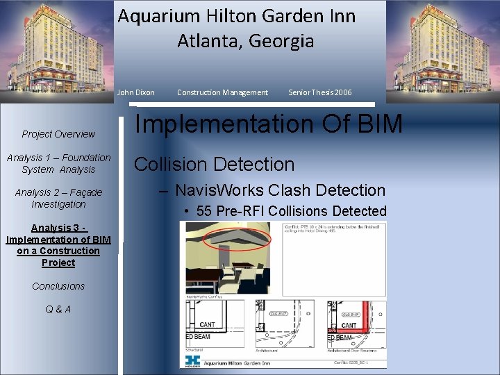 Aquarium Hilton Garden Inn Atlanta, Georgia John Dixon Construction Management Senior Thesis 2006 Project