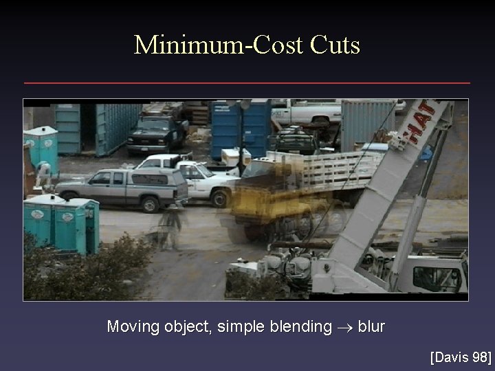 Minimum-Cost Cuts Moving object, simple blending blur [Davis 98] 