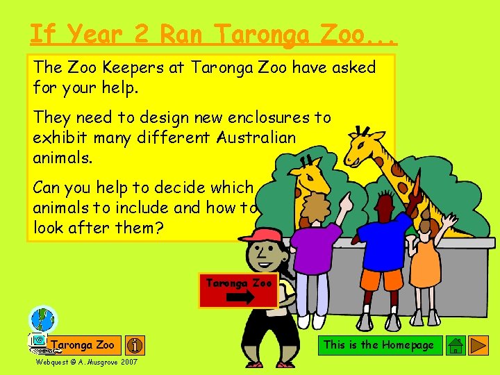 If Year 2 Ran Taronga Zoo. . . The Zoo Keepers at Taronga Zoo