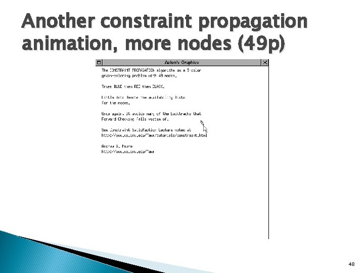Another constraint propagation animation, more nodes (49 p) 48 