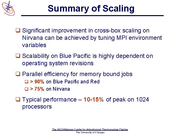 Summary of Scaling q Significant improvement in cross-box scaling on Nirvana can be achieved