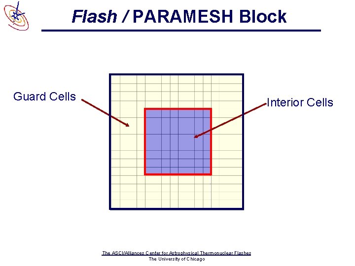 Flash / PARAMESH Block Guard Cells Interior Cells The ASCI/Alliances Center for Astrophysical Thermonuclear