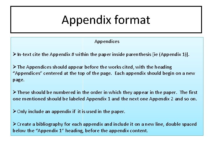 what to include in an appendix of research paper