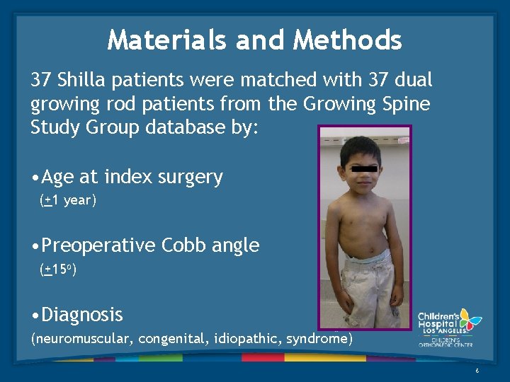 Materials and Methods 37 Shilla patients were matched with 37 dual growing rod patients