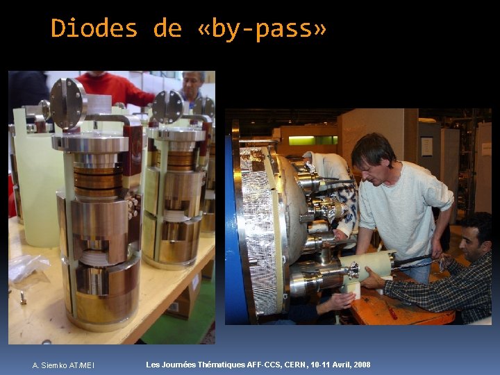 Diodes de «by-pass» A. Siemko AT/MEI Les Journées Thématiques AFF-CCS, CERN, 10 -11 Avril,