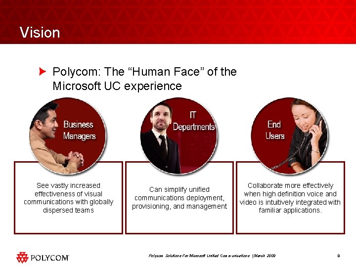 Vision Polycom: The “Human Face” of the Microsoft UC experience See vastly increased effectiveness