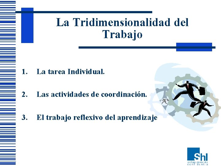 La Tridimensionalidad del Trabajo 1. La tarea Individual. 2. Las actividades de coordinación. 3. La Tridimensionalidad del Trabajo 1. La tarea Individual. 2. Las actividades de coordinación. 3.