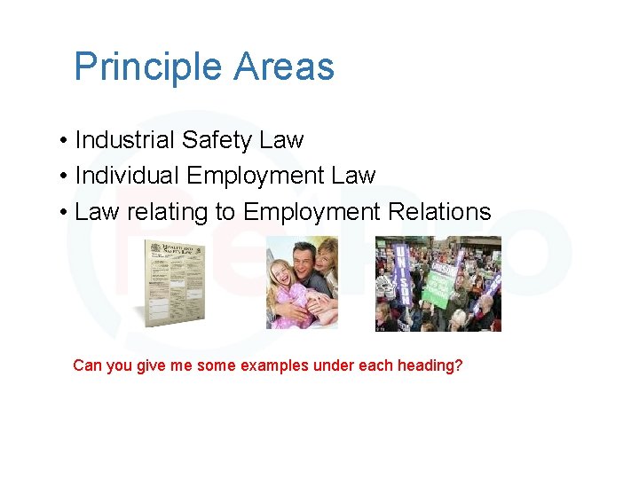 Principle Areas • Industrial Safety Law • Individual Employment Law • Law relating to