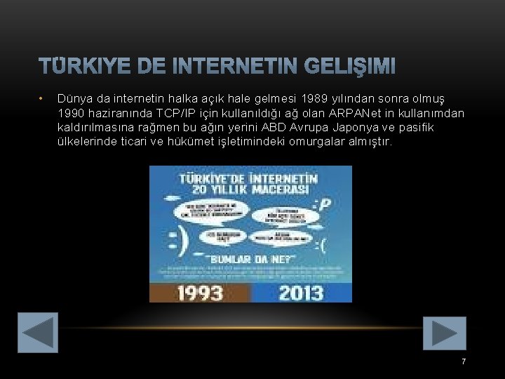  • Dünya da internetin halka açık hale gelmesi 1989 yılından sonra olmuş 1990