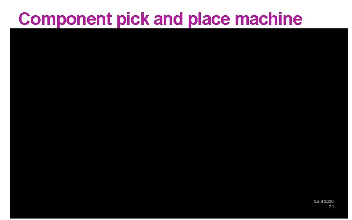 Component pick and place machine 25. 9. 2020 21 Component pick and place machine 25. 9. 2020 21