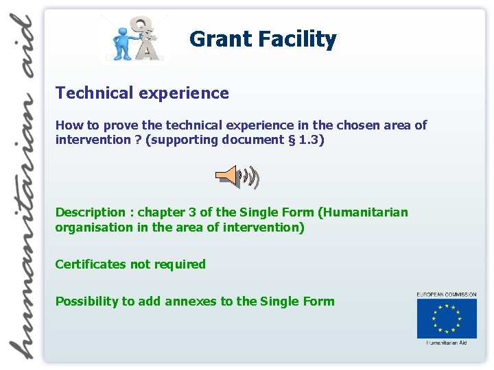 Grant Facility Technical experience How to prove the technical experience in the chosen area