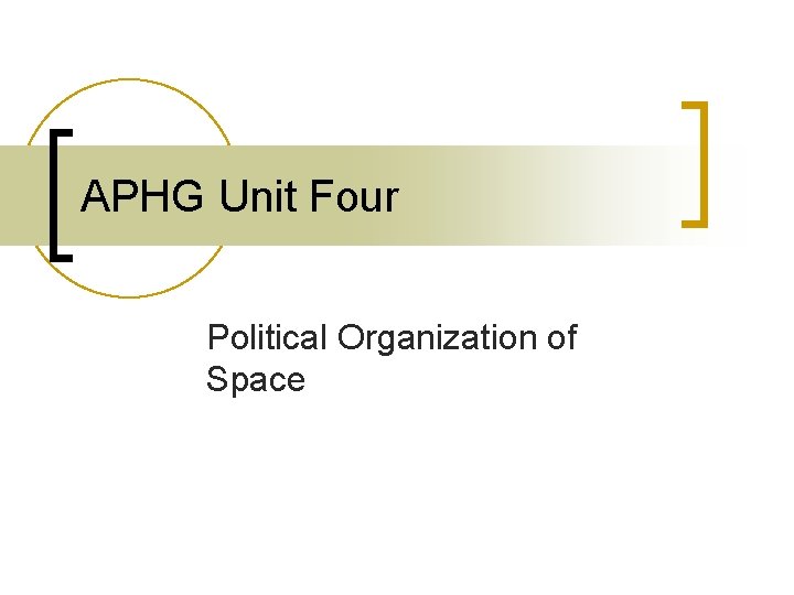 APHG Unit Four Political Organization of Space 