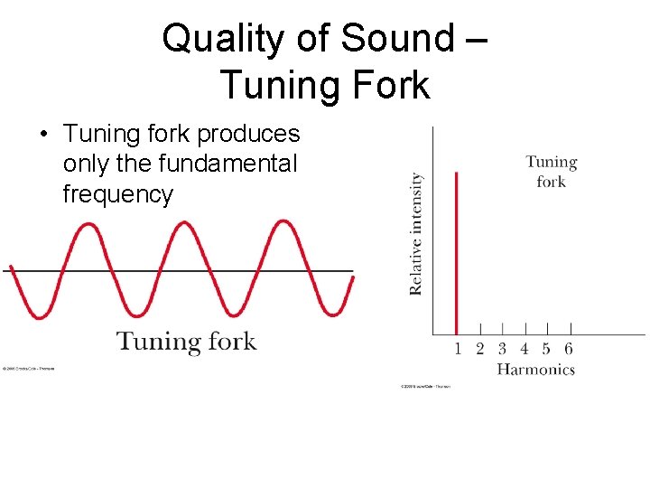 Quality of Sound – Tuning Fork • Tuning fork produces only the fundamental frequency