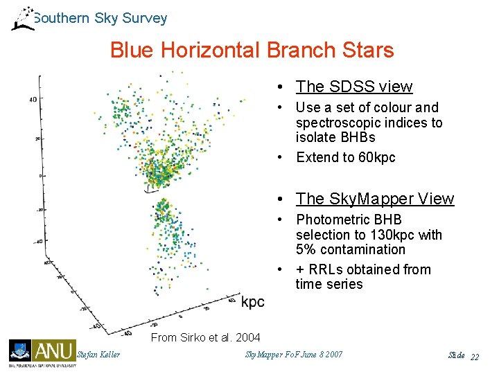 Southern Sky Survey Blue Horizontal Branch Stars • The SDSS view • Use a