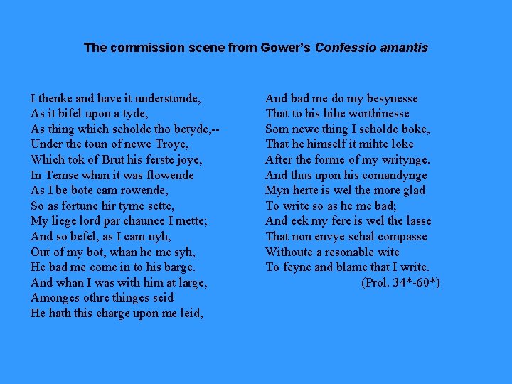 The commission scene from Gower’s Confessio amantis I thenke and have it understonde, As