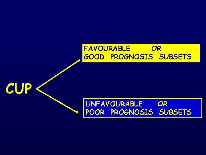 FAVOURABLE OR GOOD PROGNOSIS SUBSETS CUP UNFAVOURABLE OR POOR PROGNOSIS SUBSETS 