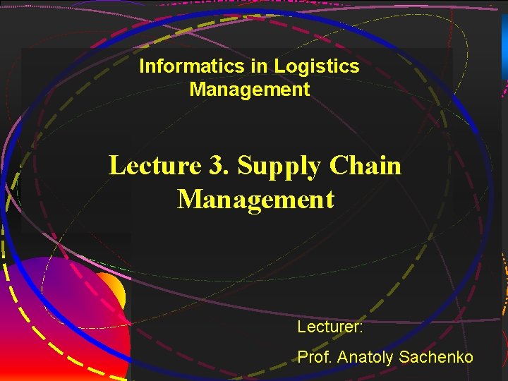 1 Informatics in Logistics Management Lecture 3. Supply Chain Management Lecturer: Prof. Anatoly Sachenko 1 Informatics in Logistics Management Lecture 3. Supply Chain Management Lecturer: Prof. Anatoly Sachenko