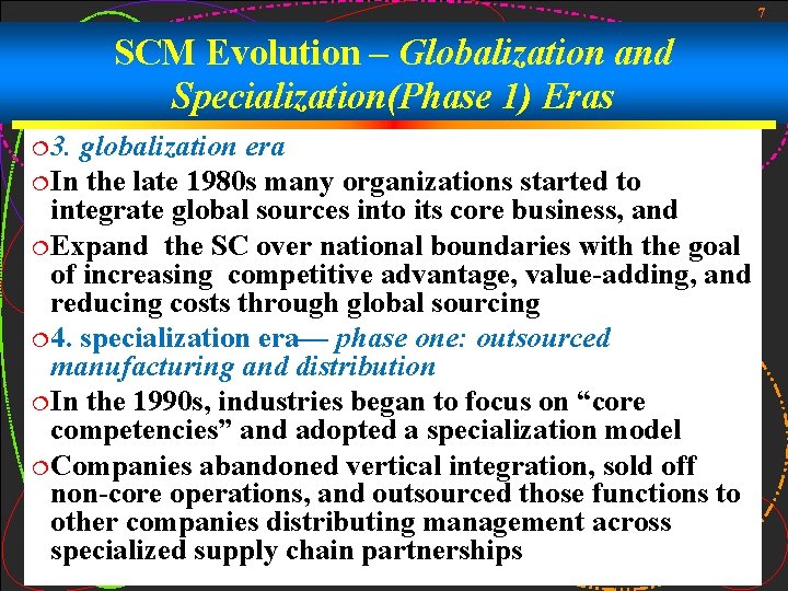 7 SCM Evolution – Globalization and Specialization(Phase 1) Eras ¦ 3. globalization era ¦ 7 SCM Evolution – Globalization and Specialization(Phase 1) Eras ¦ 3. globalization era ¦