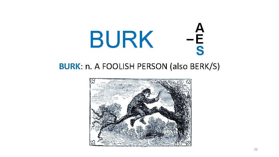 BURK A _E S BURK: n. A FOOLISH PERSON (also BERK/S) 77 BURK A _E S BURK: n. A FOOLISH PERSON (also BERK/S) 77