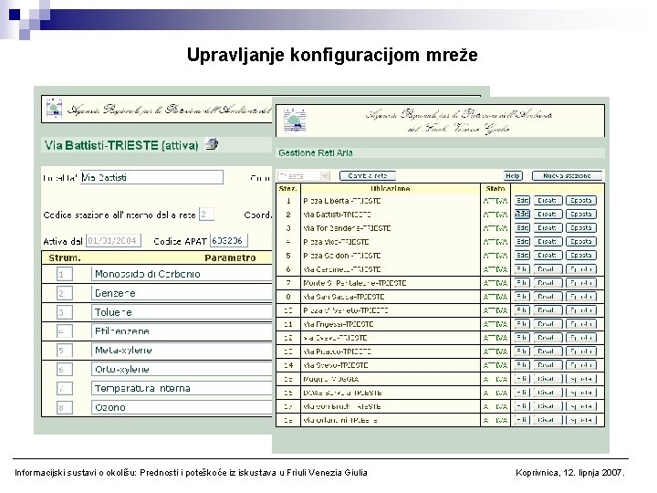 Upravljanje konfiguracijom mreže Informacijski sustavi o okolišu: Prednosti i poteškoće iz iskustava u Friuli