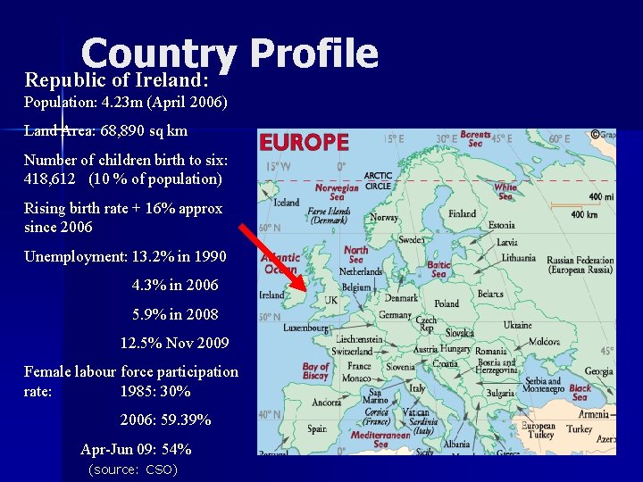 Country Profile Republic of Ireland: Population: 4. 23 m (April 2006) Land Area: 68,