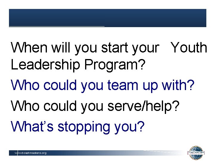 When will you start your Youth Leadership Program? Who could you team up with?
