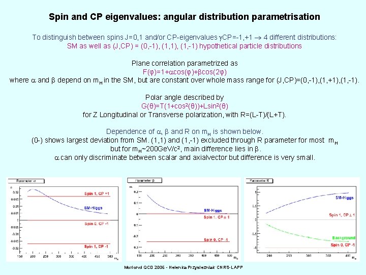 Spin and CP eigenvalues: angular distribution parametrisation To distinguish between spins J=0, 1 and/or