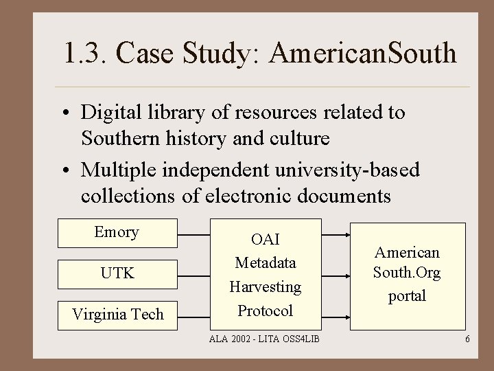 1. 3. Case Study: American. South • Digital library of resources related to Southern