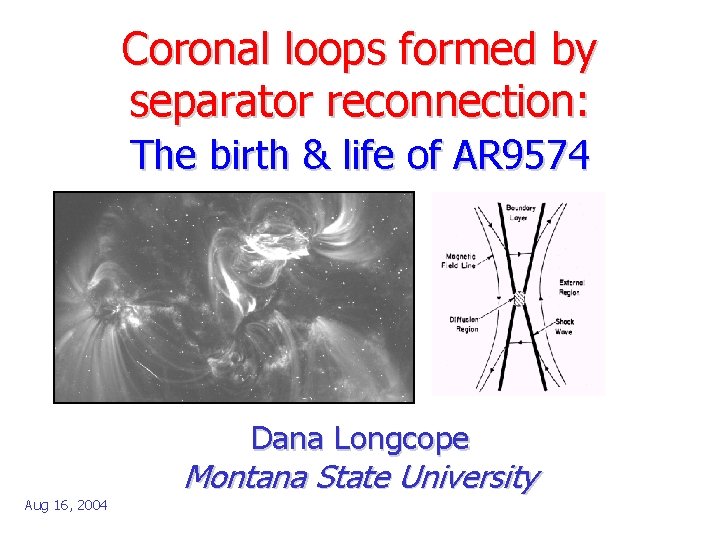 Coronal loops formed by separator reconnection: The birth & life of AR 9574 Dana