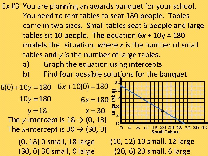 Large Tables Ex #3 You are planning an awards banquet for your school. You