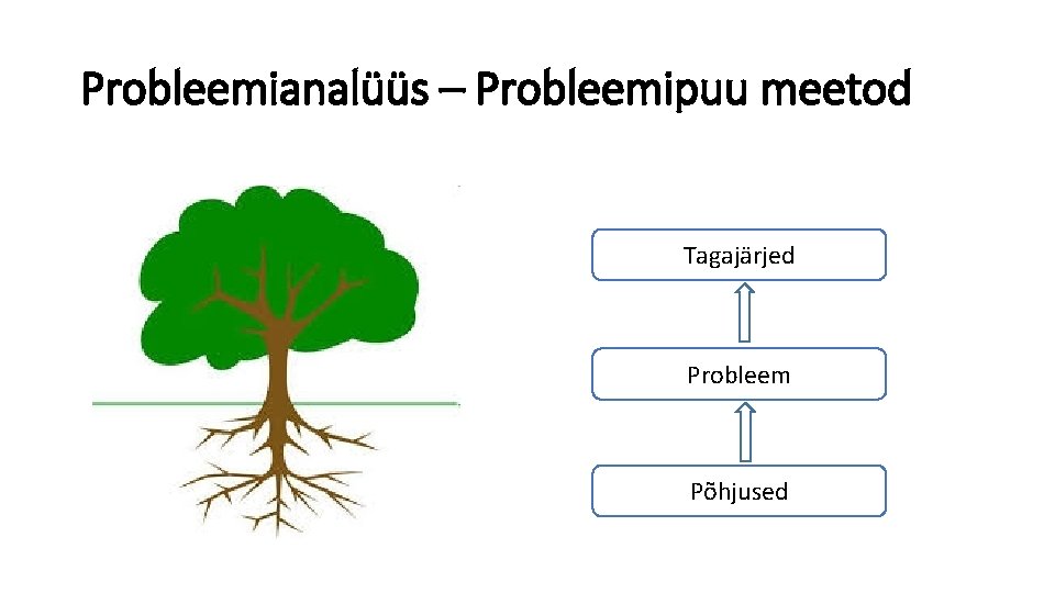 Probleemianalüüs – Probleemipuu meetod Tagajärjed Probleem Põhjused 